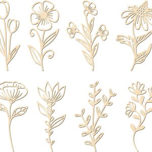 bulk purchase perkoop 8 pcs wooden wildflowers wall decor colorable wooden flowers cutout signs boho wood flowers wall decals hanging sculpture for kids nursery wall art bedroom living room decor (elegant style) trade price