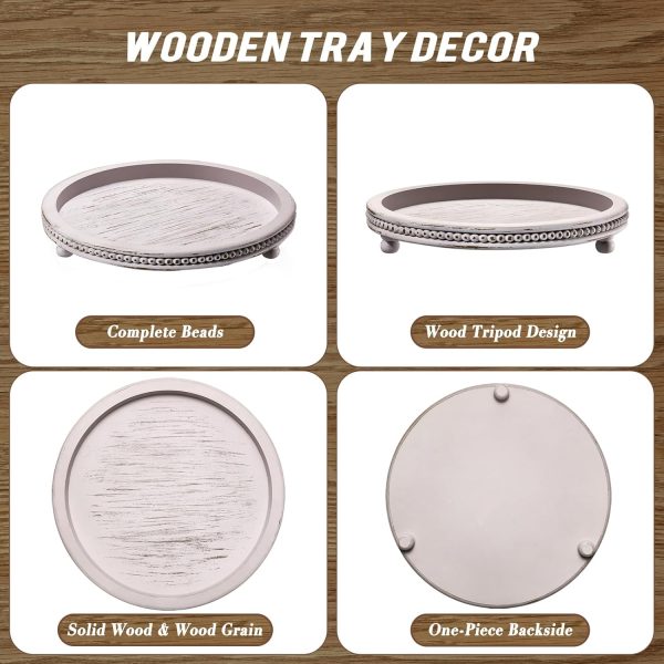 wholesale direct handmade wooden decorative tray, small beaded coffee table tray decor, grey round decorative tray for coffee table, dining room table entryway and living room table bulk purchase at factory prices