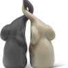 dropship from factory loving pair of elephants in beige & grey - modern ceramic sculpture - figurine as a set - decoration figure 6.3" high - ornament elephant in love mass production supply