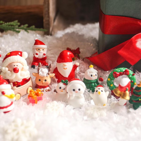 dropship from factory domestar 30pcs miniature christmas ornaments, mini resin christmas figurines miniature snowman figurines fairy garden for crafts advent calendar christmas ball fillers mass production supply