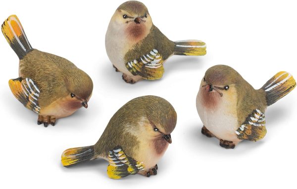 dropship from factory raz imports striped wing bird 2.5 x 2.25 inch resin decorative tabletop figurine set of 4, sage green mass production supply