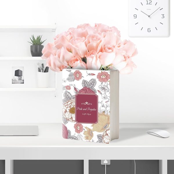 oem/odm services book vase, ceramic book vase for flowers vase for home decor, cute bookshelf decor, book lovers gifts, unique home/bedroom/office accent (large - pride and prejudice) affordable bulk deals