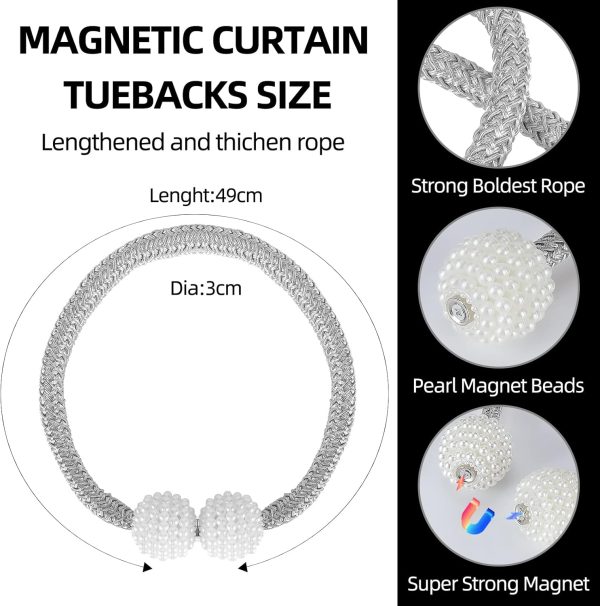 bulk purchase 8 pack magnetic curtain tie backs with pearls,modern curtain holdbacks strap,decoration for kindergarten,outside and inside drapes factory discount