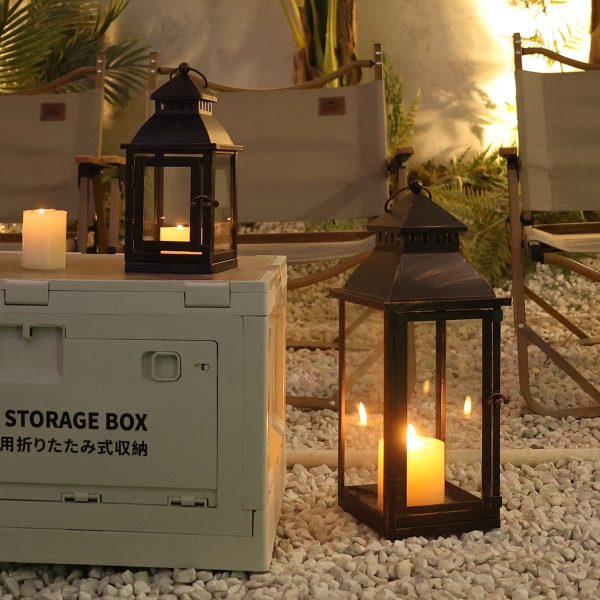 custom wholesale needomo lanterns decorative outdoor&indoor, set of 2 large bronze metal lantern decor with glass, candle holder for porch, patio, garden, balcony, wedding, table centerpiece decorations oem/odm services