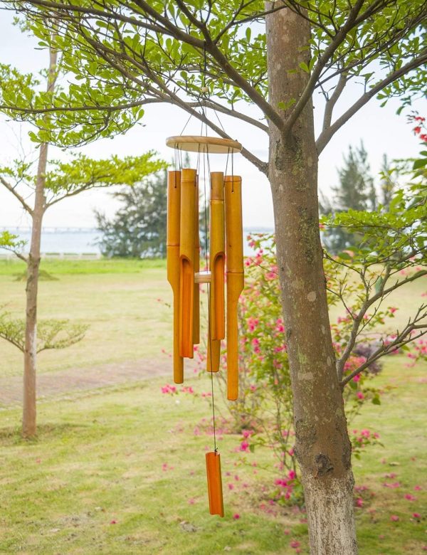 producer to buyer mumtop bamboo wind chimes, outdoor wooden wind chime with amazing deep tone for garden, patio, home or outdoor decor discounted pricing