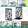 supplier direct sayglossy 3 pairs metal bookends for shelves decorative tree book holder leaf bookends geometrical art design book stopper for book divider holder home office (black,geometrical) wholesale prices