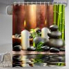 manufacturer direct lnond 4pcs spa bathroom shower curtain sets with rugs, stone bamboo bathroom sets with shower curtain and rugs and accessories trade price