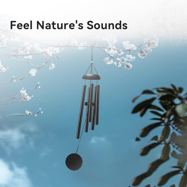 producer to buyer windchimes outdoors, 32 inches deep tone metal wind chimes with 6 thickened aluminum tubes, wind chimes for outside, memorial wind chimes best gift for mom grandma women, black discounted pricing