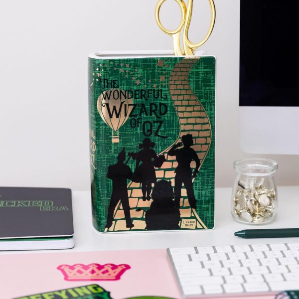oem/odm services steel mill & co original large book-shaped decorative vase, ceramic vases for home decor, cute bookshelf decor, unique vase for book lovers, wizard of oz affordable bulk deals
