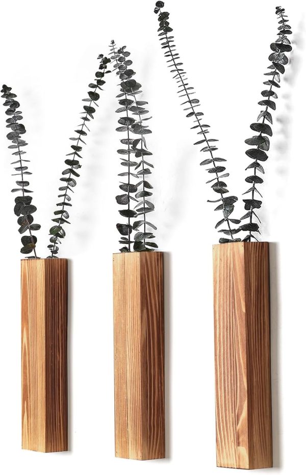 bulk purchase wood wall planters modern decor for livingroom bedroom bathroom contemporary wooden wall planter versatile wood home decor for dried flowers and faux greenery plants (3 pack，brown) trade price