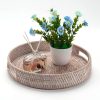 wholesale direct coffee table tray round rattan ottoman tray woven serving trays with handles for home and kitchen decorative white (large 14 inch x 2.8 inch) bulk purchase at factory prices