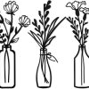 factory direct hotop 3 pieces metal flower wall decor metal vase wall art metal wall sculptures hanging flower in vase hanging iron wall decor for living room kitchen(black) volume discount