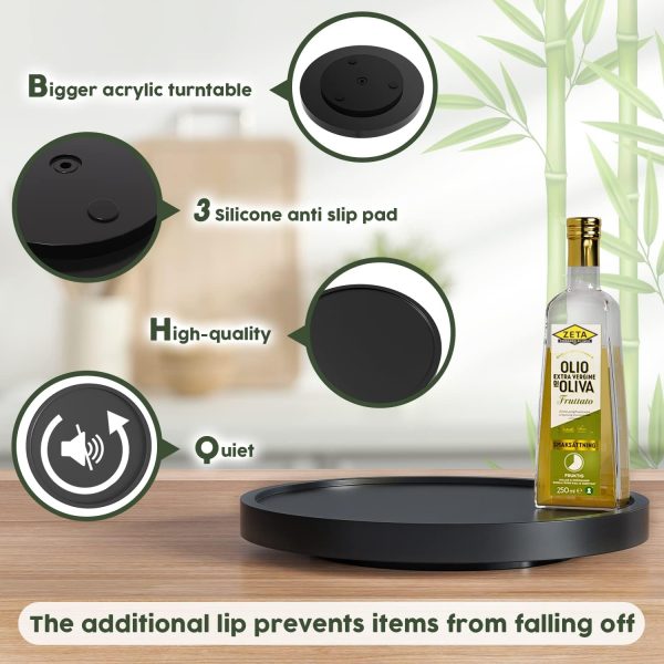 wholesale direct turntable vanity tray 10 inch for perfume candle, bamboo kitchen sink countertop organizer keep glass, sponge and soap bathroom coffee table decorative black (vflz) bulk purchase at factory prices