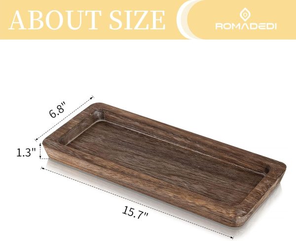 wholesale direct romadedi wooden decorative tray candle holder - wood long narrow tray home decor small rustic centerpieces trays for coffee table dining room kitchen bulk purchase at factory prices