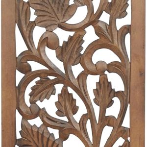bulk purchase deco 79 wooden floral handmade home wall decor intricately carved acanthus wall sculpture, wall art 12" x 1" x 36", brown trade price