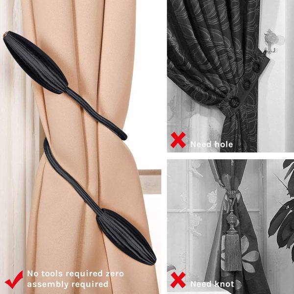 bulk purchase niceec 4 pack diy curtain tiebacks clips crystal decorative creative twist drape tie backs european style random modelling curtain holdbacks for home kitchen office window drapery (black) factory discount