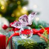 dropship from factory h&d hyaline & dora pink crystal flying butterfly with crystal ball base figurine collection cut glass ornament statue animal collectible mass production supply