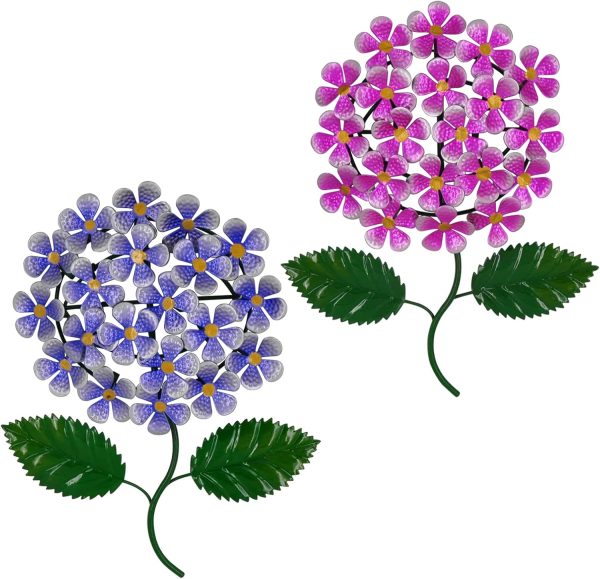 factory direct wotieuns metal flowers wall decor metal flowers outdoor decor metal art wall flowers wall decor suitable hanging for patio fence garden yard indoor and outdoor set of 2 volume discount