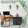 factory direct jexine 2 pcs hanging planters with artificial plants metal hanging vase indoor plants holder modern geometric boho wall decor for living room home office(black, eucalyptus) volume discount