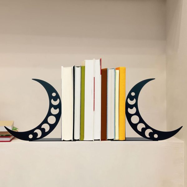 supplier direct moon metal bookends moon phase decor moon book ends for shelves bookshelf decorative objects home office desk bookshelf decor nice gifts for moon phase lovers wholesale prices