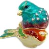 dropship from factory turquoise green bird trinket boxes hinged ,bird decor with crystals enamel jewelry box.necklace ring box earrings storage.collectible bird lover gifts figurines home decor . mass production supply