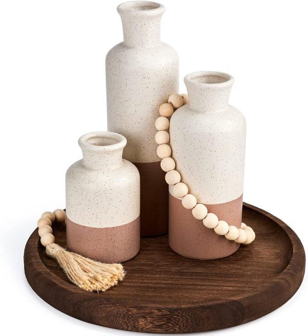 wholesale direct yangbaga 11.8in wooden decorative serving tray coffee table tray rustic round,easter tray ottoman centerpiece candle holder trays ，farmhouse tray for kitchen countertop& home decor &coffee table bulk purchase at factory prices