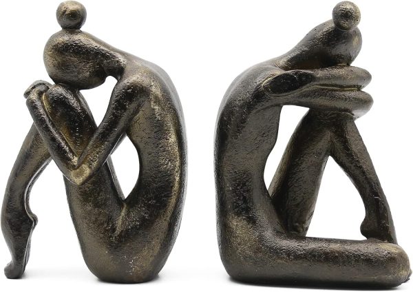 supplier direct lukitas unique decorative girl thinker bookends, home office books shelves stoppers holder, nonskid book stoppers, creative desktop ornaments for study room hotel shelves, resin, 1pair/2piece 6.5'' wholesale prices