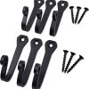 competitive pricing decorative wall hooks (6 pack) - black - cast iron - multi-purpose rustic décor - hanging metal hook set - home & office - for towels, coats, plants, pots & pans, mugs, hats, & more - claimed corner one-stop wholesale