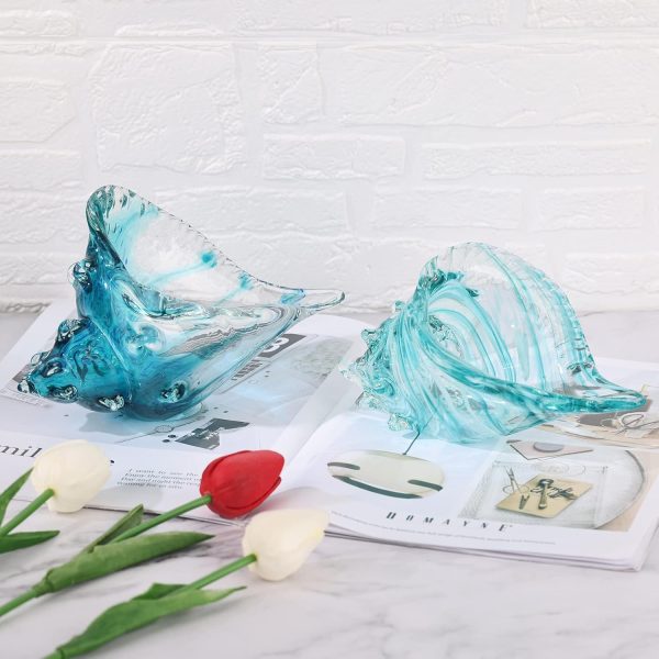 dropship from factory blown glass conch statues, modern glass art, conch decorative statues, sea shell statues for dining tables, entryways, coffee tables, living rooms, kitchens, shelf fillers mass production supply