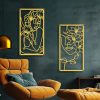 factory direct zzbakress 4 pcs metal minimalist abstract woman and flower wall art single line drawing art decoration minimalist home hanging wall art decor for bedroom kitchen bathroom living room (style1, gold) volume discount