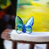 dropship from factory kanpura blue crystal butterfly figurine,flying butterfly figurine, glass butterfly ornament,crystal animal collectible for home decor mass production supply
