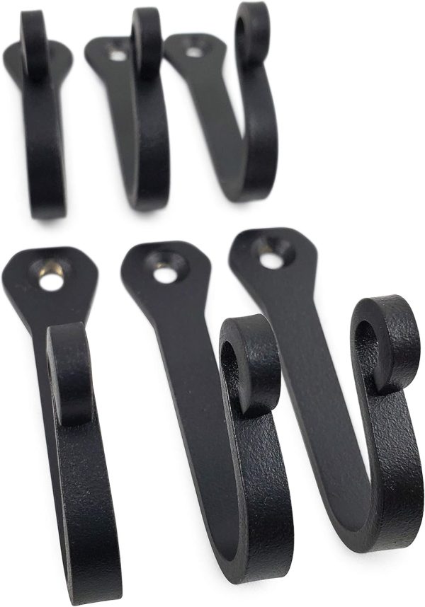 competitive pricing decorative wall hooks (6 pack) - black - cast iron - multi-purpose rustic décor - hanging metal hook set - home & office - for towels, coats, plants, pots & pans, mugs, hats, & more - claimed corner one-stop wholesale