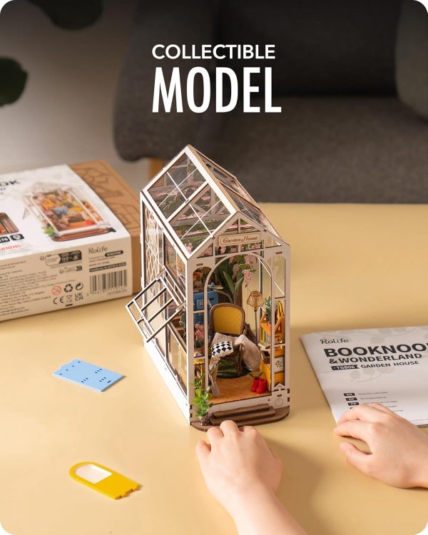 supplier direct rolife diy book nook kit garden house, diy miniature booknook kit 3d creative decorative bookend bookshelf insert 3d puzzle for adults, halloween/christmas decorations/gifts for adults (garden house) wholesale prices