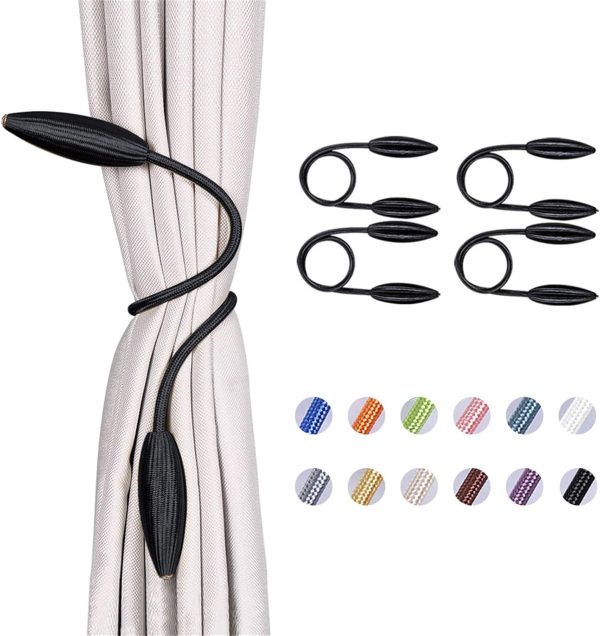 bulk purchase niceec 4 pack diy curtain tiebacks clips crystal decorative creative twist drape tie backs european style random modelling curtain holdbacks for home kitchen office window drapery (black) factory discount