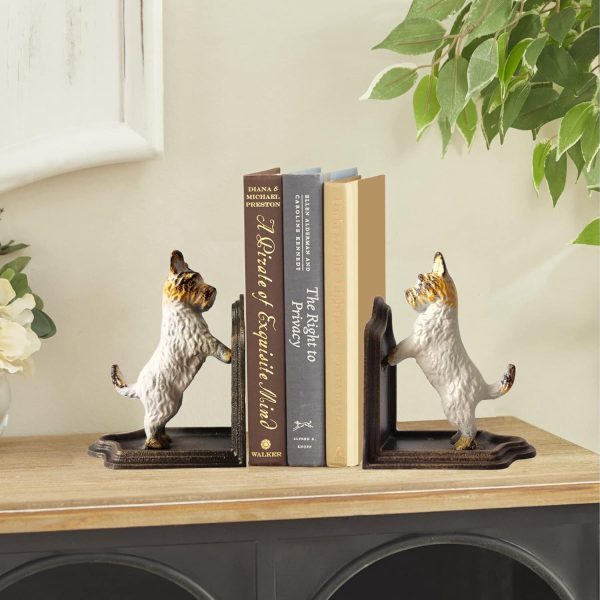 supplier direct decorative bookends - cast iron dogs sculptural bookend pair - heavy duty dog statue, vintage shelf décor wholesale prices