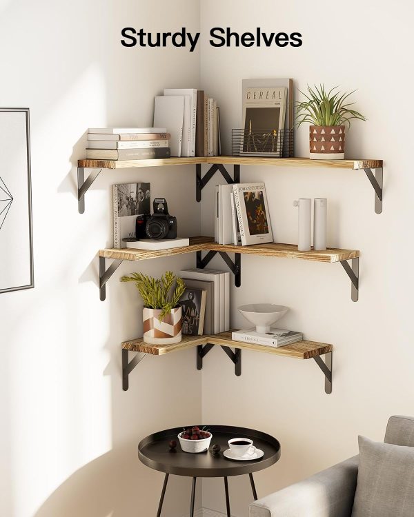 bulk purchase amada homefurnishing wall shelves set of 6, wood floating shelves for wall decor, rustic farmhouse wall shelves for bedroom, bathroom shelves for wall storage, book shelves for living room, wooden trade price