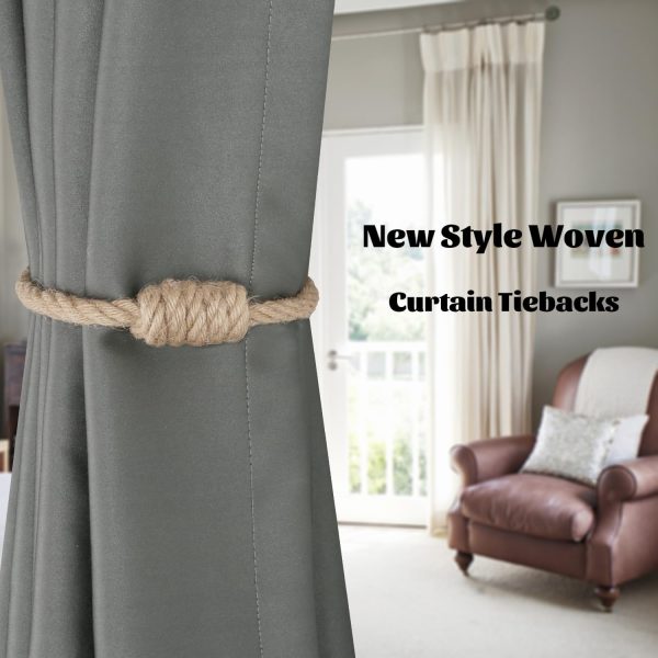 bulk purchase bel avenir magnetic jute curtain tiebacks, decorative drapery holdbacks bohemian style woven tie-backs with exquisite knot (jute, 4 pack) factory discount