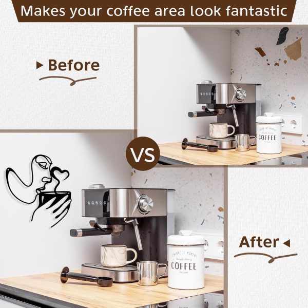 factory direct oubasa metal coffee wall art, kitchen home wall decor, minimalist woman coffee black wall decors modern art for office living room coffee bar decorations, thanksgiving housewarming gifts volume discount