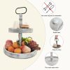 wholesale direct farmhouse 2 tiered tray stand for home decor, wooden serving tiered tray for coffee bar table centerpiece, decorative trays kit for countryside, round rustic stand for cake cupcake(white) bulk purchase at factory prices