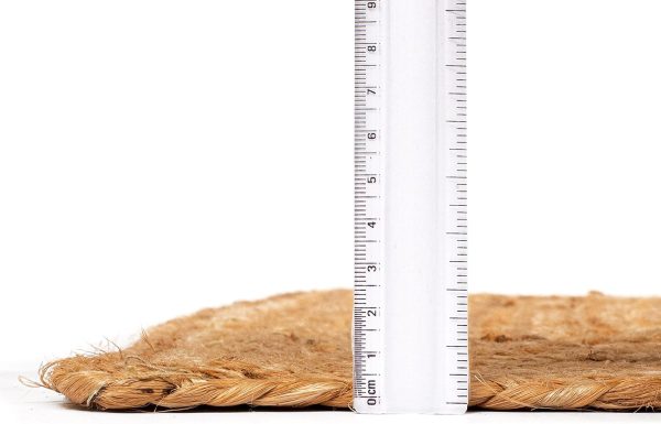 manufacturer direct hausattire hand woven jute braided rug, 2'x3' – natural, reversible boho entry area rugs for kitchen, living room i farmhouse indoor outdoor decorative floor rug, 24x36 inches trade price