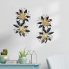 factory direct liffy black gold metal flowers wall decor,15" 3d multi-layer modern floral art, rustic distressed hanging decor for indoor, bedroom living room garden patio, home decoration accent volume discount