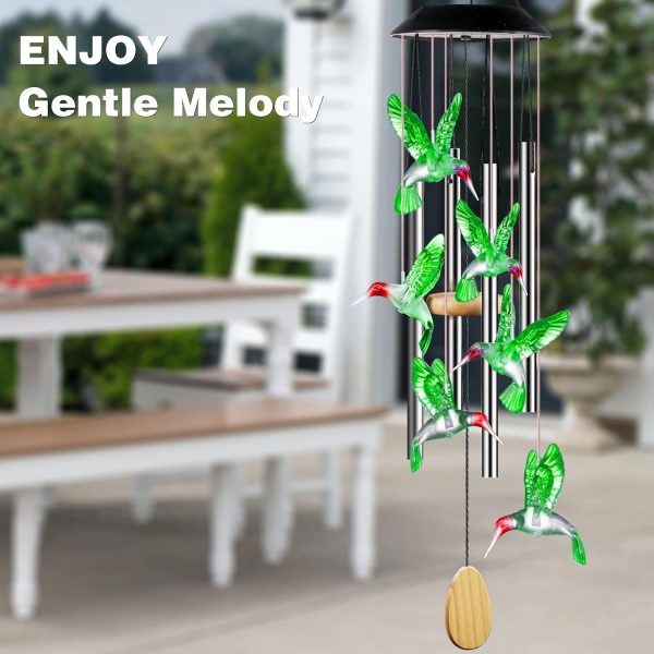 producer to buyer wind chimes,hummingbird solar wind chimes for outside,aluminum tubes memorial wind bell for garden/patio decor thanksgiving gifts for mom, wife, grandma neighbors(25 inch deep tone) discounted pricing
