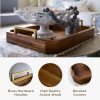 wholesale direct decorative acacia wood ottoman tray - coffee table tray - breakfast, party, drinks, snack, liquor serving platter - farmhouse to modern - brass handles (varnish) bulk purchase at factory prices