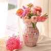 oem/odm services pink flower vase for decor - pink mosaic glass vase handmade modern decorative flower vases for home décor,table,shelf bookshelf, wedding banquet and centerpieces affordable bulk deals