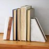 supplier direct main + mesa marble geometric bookends with wood inlay, white wholesale prices