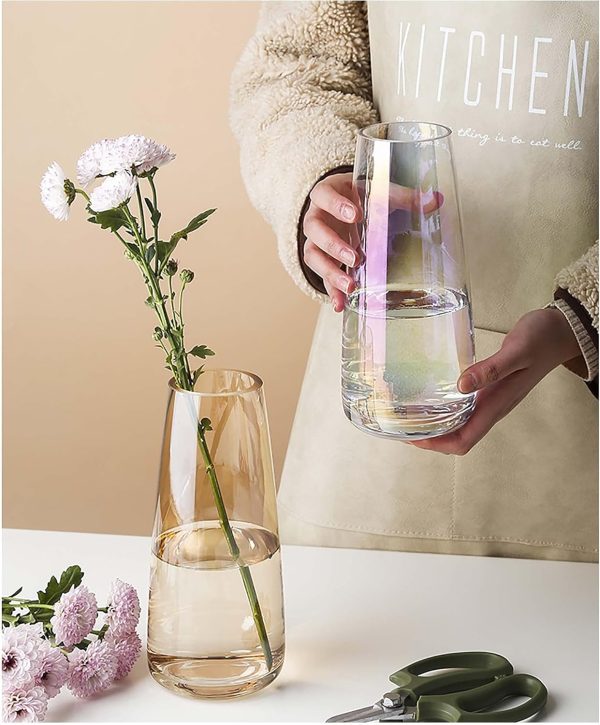 oem/odm services fantesticryan modern glass vase irised crystal clear glass vase for home office decor (neon clear) affordable bulk deals