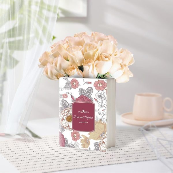 oem/odm services book vase, ceramic book vase for flowers vase for home decor, cute bookshelf decor, book lovers gifts, unique home/bedroom/office accent (large - pride and prejudice) affordable bulk deals