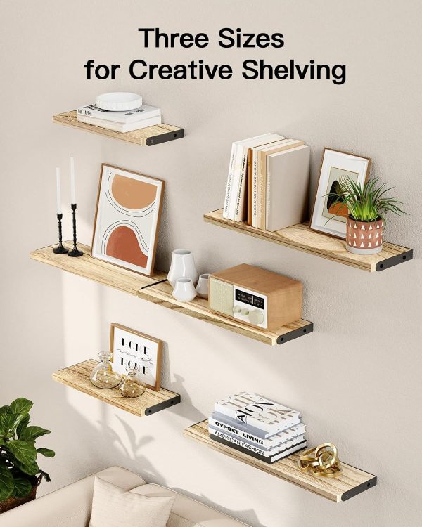 bulk purchase amada homefurnishing wall shelves set of 6, wood floating shelves for wall decor, rustic farmhouse wall shelves for bedroom, bathroom shelves for wall storage, book shelves for living room, wooden trade price