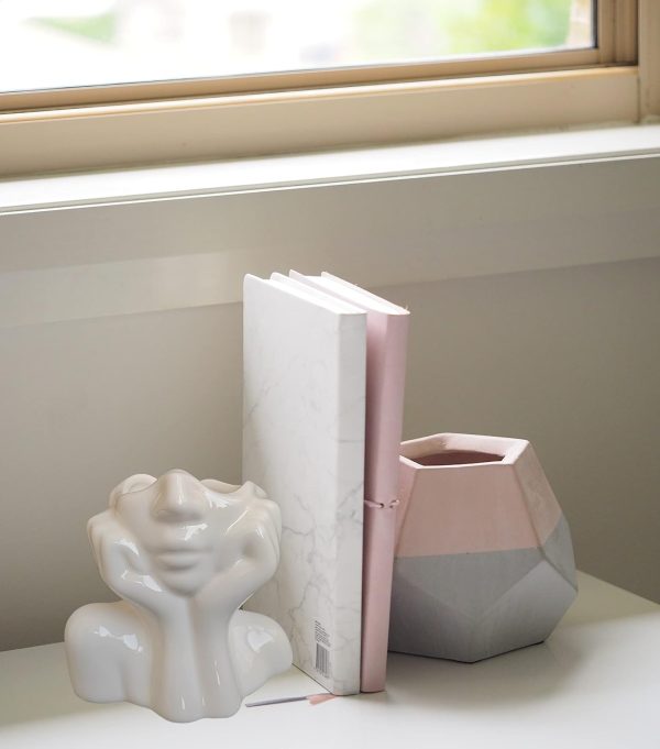 oem/odm services female form ceramic body face art vase ideal for home office bookshelf table shelf décor modern farmhouse 5.52x2.76x4.73inch, small affordable bulk deals