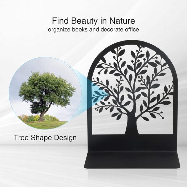 supplier direct umikk book ends, metal bookend, tree of life bookend for shelves, home decorative bookends for heavy books, black non-skid book stopper, 7 x 5.5 x 3.5 inch (1 pair) wholesale prices